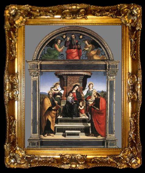 framed  RAFFAELLO Sanzio Madonna and Child Enthroned with Saints, ta009-2
